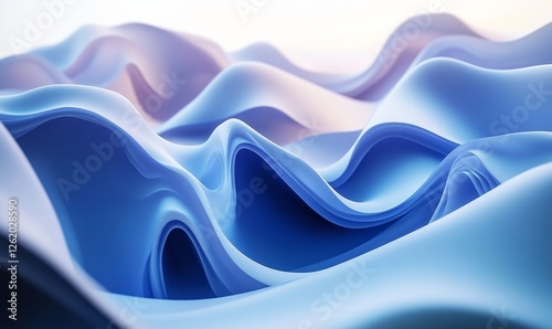 Dynamic Abstract Blue Waves with Smooth Curves and Gradient Motion Ideal for Modern Minimalist Backgrounds, Digital Design Projects, and Creative, Generative AI