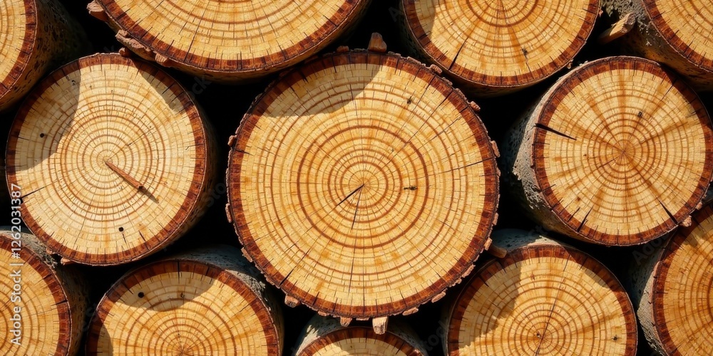 Intricate Wood Grain Patterns in a Stack of Logs, Showing the Circular Growth Rings and Detailed Texture Intricate Wood Grain Patterns in a Stack of Logs, Showing the Circular Growth Rings and Detailed Texture