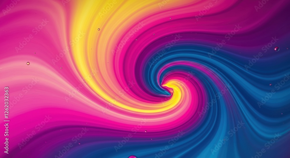 Obraz premium Vibrant swirling abstract pattern showcasing a blend of pink, yellow, and blue colors