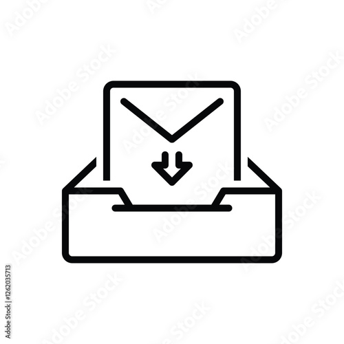 Black line icon for inbox