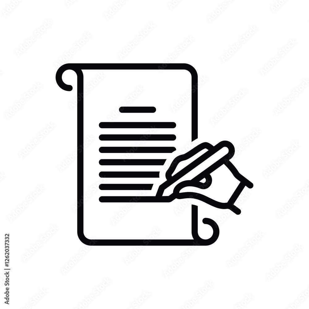 Black line icon for write letter Black line icon for write letter