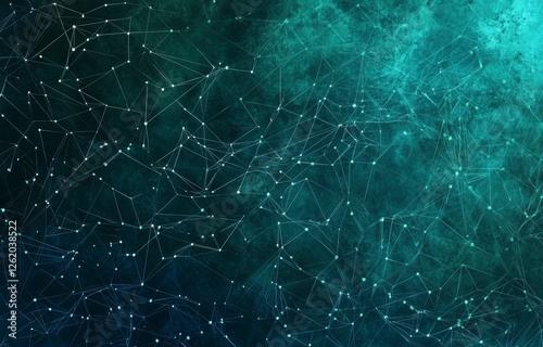 Abstract network connection, digital space, teal nebula background, data visualization, website banner