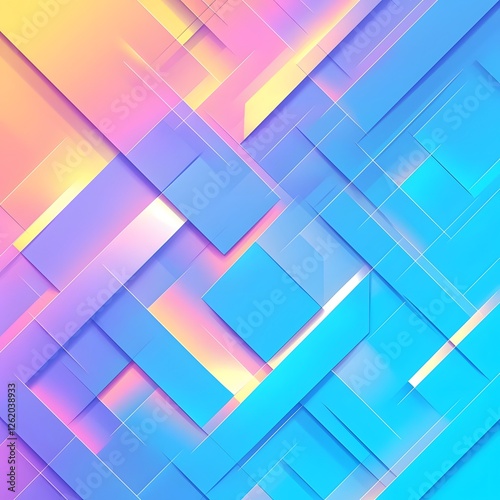 Vibrant Geometric Abstract Art with Dynamic Layered Shapes and Prismatic Color Gradients