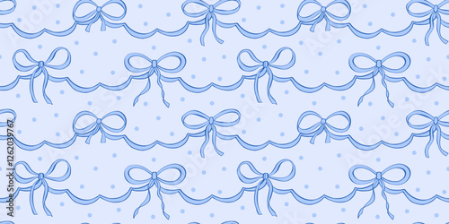 Vector seamless pattern with bows and ribbons. Hand drawn trendy pattern for background, print, scrapbook, fabric, textile design.