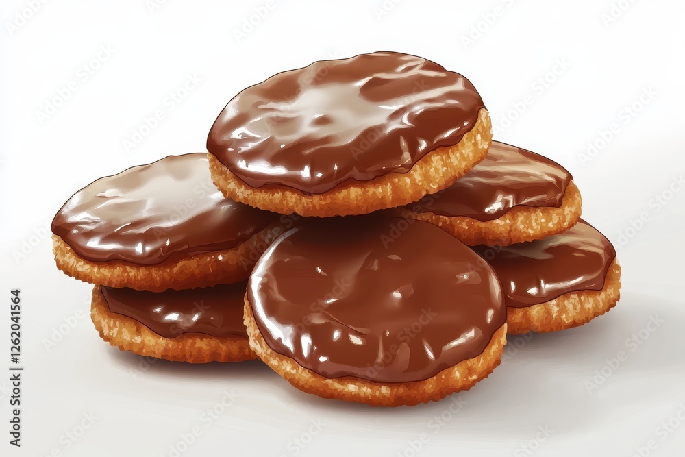 Glossy Dipped Cookies on a White Background Glossy Dipped Cookies on a White Background