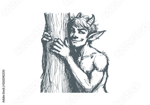 Faun Satyr hand drawn sketch vector