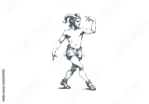 Faun Satyr hand drawn sketch vector