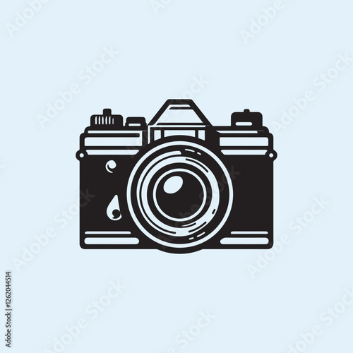 old camera vector silhouette clip art logo design