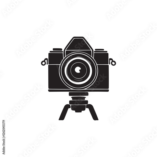 old camera vector silhouette clip art logo design
