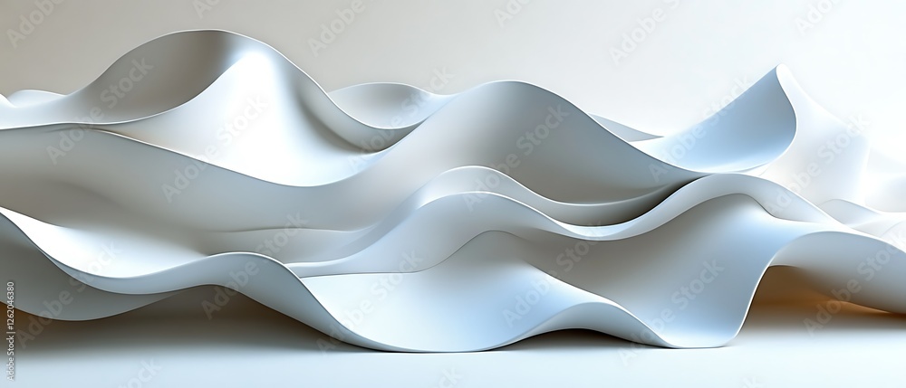 Fototapeta premium Abstract white waves, soft light background, design concept