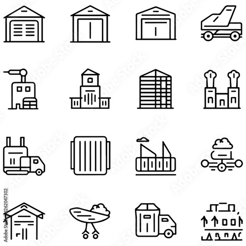 Storage and logistics line icons collection....