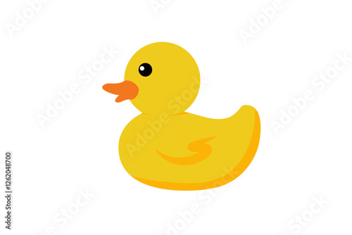 Yellow rubber duck isolated on a white background.