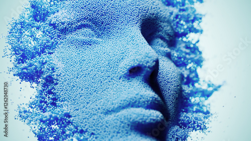 Cuadro en lienzo Blue Essence: An Abstract Digital Portrait of the Human Face