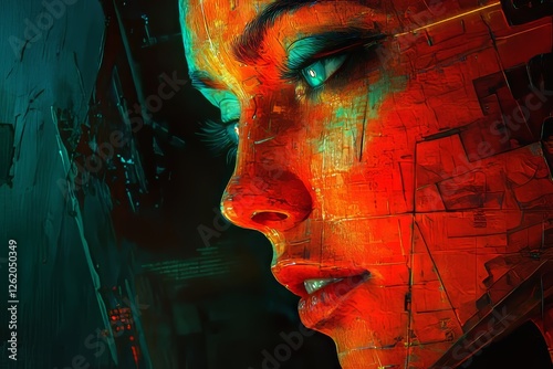 The woman encased in a digital cocoon exemplifies the steps in cloning a living organism, highlighting future technologies