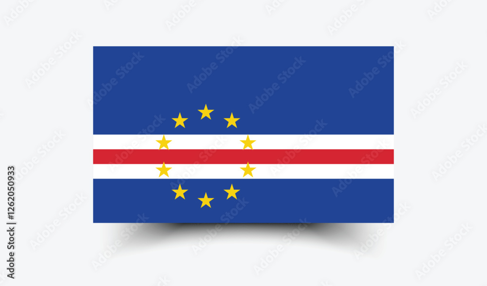 The flag of Cape Verde. Flag icon. Standard color. Standard size. A rectangular flag. Computer illustration. Digital illustration. Vector illustration. The flag of Cape Verde. Flag icon. Standard color. Standard size. A rectangular flag. Computer illustration. Digital illustration. Vector illustration.