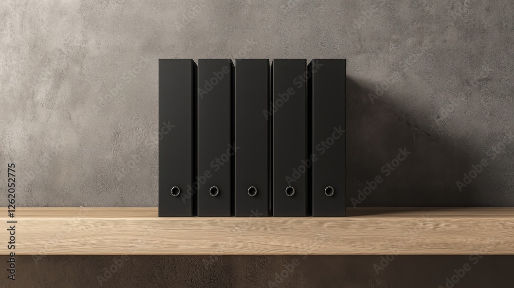 Organizing documents with black office binders Organizing documents with black office binders