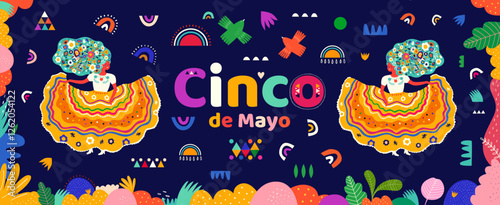 Beautiful vector illustration with design for Mexican holiday 5 may Cinco De Mayo. 