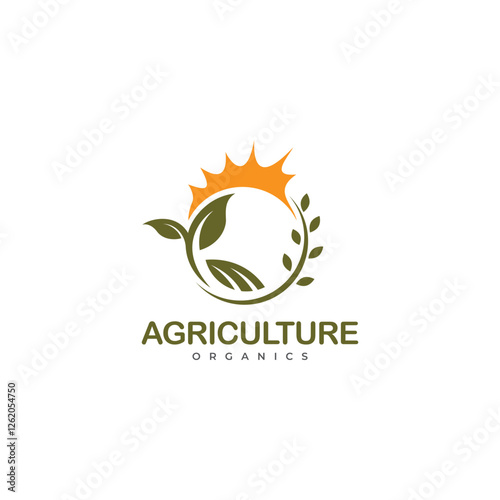 Farm landscape logo set in flat design, concept of growing organic crops and livestock, great choice for agribusiness and local farm