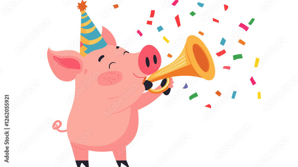 Naklejka premium Pig Party Celebration