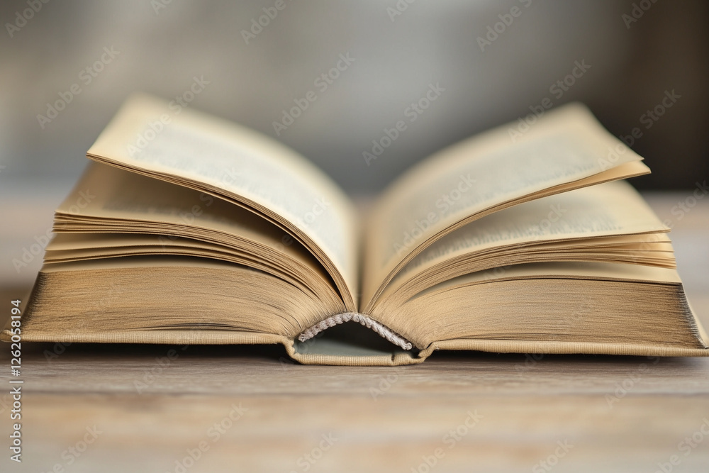 A Minimalist Open Book on a Light Wooden Table, Ready for New Words. A Minimalist Open Book on a Light Wooden Table, Ready for New Words.