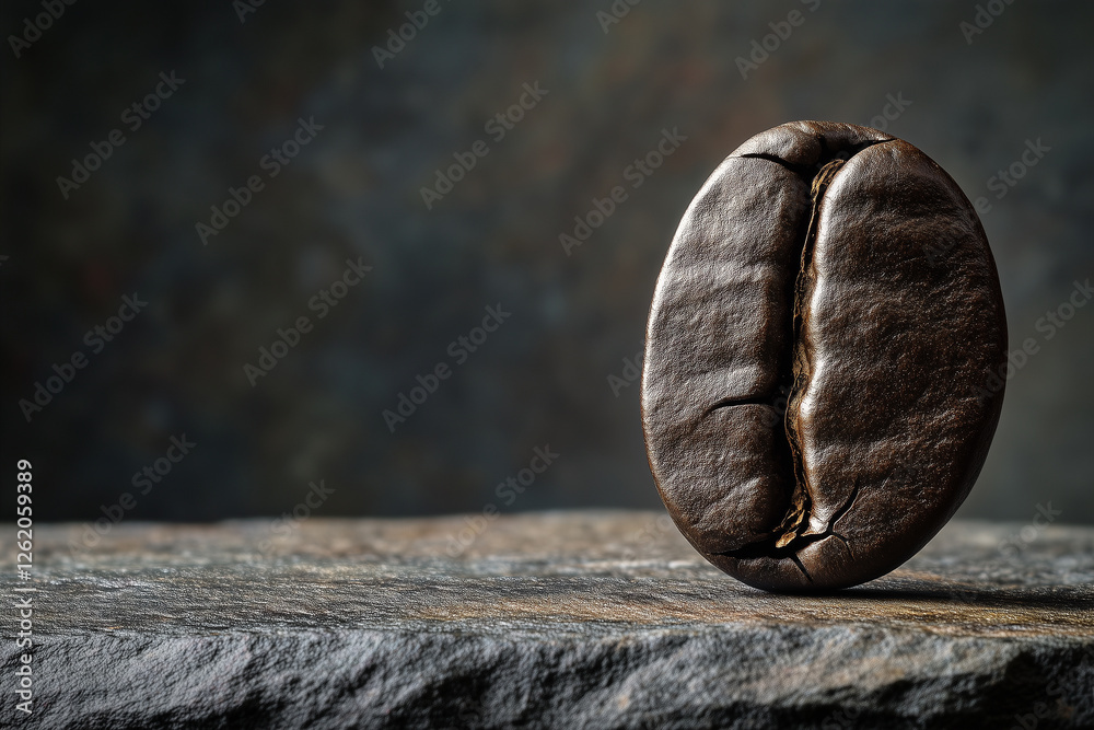 Naklejka premium A Moment in Time The Intricate Details of a Single Coffee Bean on a Neutral Background.