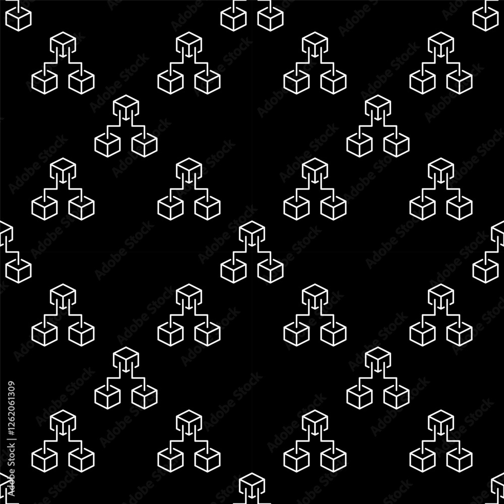 Three Blockchain Blocks vector line seamless pattern. Block-chain background Three Blockchain Blocks vector line seamless pattern. Block-chain background