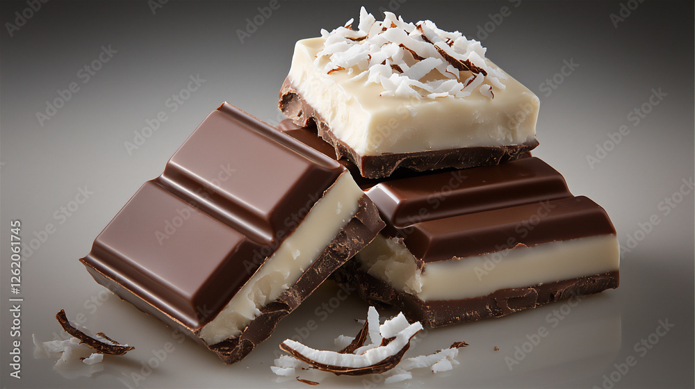 ココナッツ入りのミニマルなホワイトチョコレートの樹皮 ココナッツ入りのミニマルなホワイトチョコレートの樹皮
