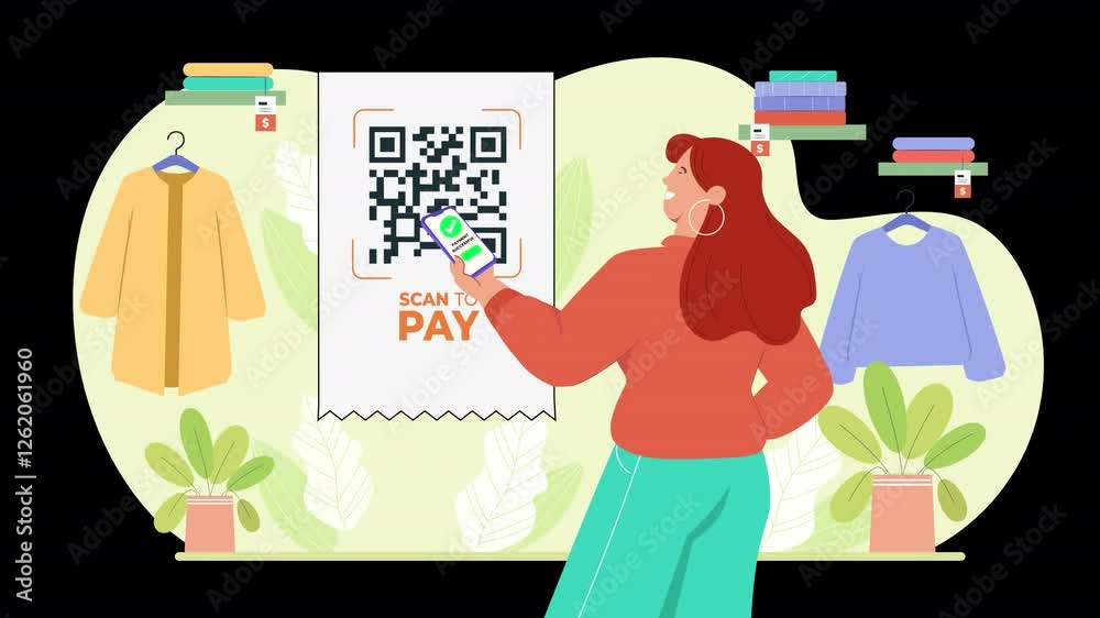 Vector animation depicting the UPI payment system, highlighting its fast, secure, and easy-to-use features for making digital payments, with characters completing transactions effortlessly.