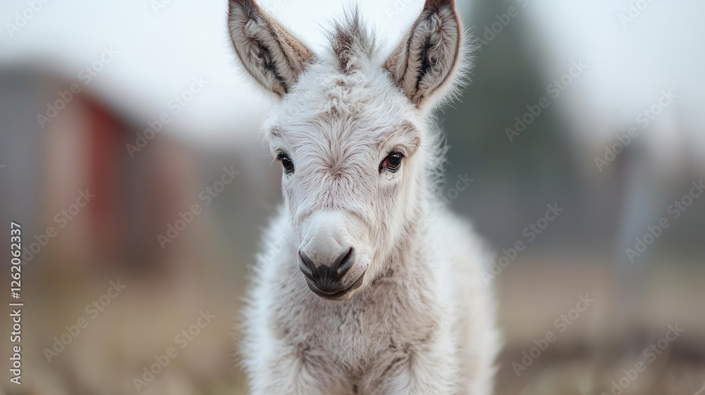 Fototapeta premium White Donkey Foal Outdoors