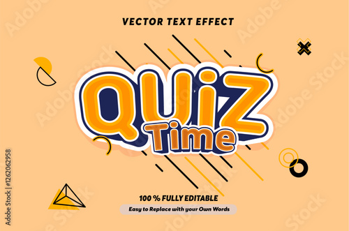 Editable text effect - Quiz Time and Quiz Tips 3d cartoon template style premium vector. Trendy color background	
