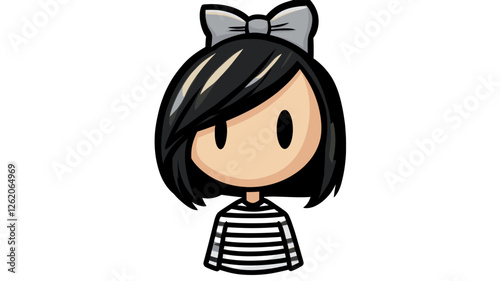 Cartoon Girl with Bow