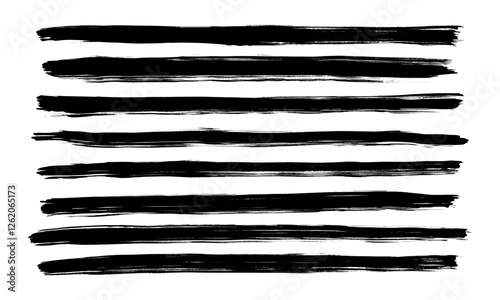 Hand drawn calligraphy brush strokes black paint texture set vector illustration isolated on white background. Japanese calligraphy brush strokes high detail abstract elements collection.