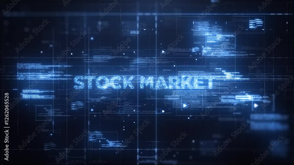 Stock Market Word on Dynamic Technology Background Stock Market Word on Dynamic Technology Background