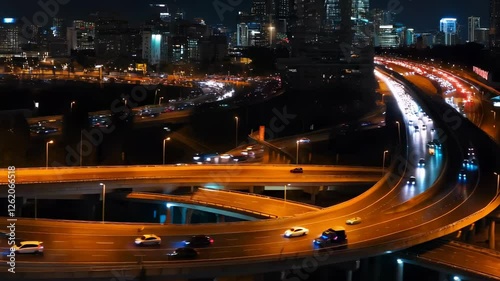 Night Cityscape with Highway Overpass