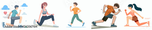 vector a teenager is exercising vigorously with a simple and minimalist flat design style, plain white background