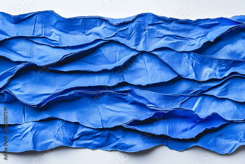 Wallpaper Mural Abstract textured background of vibrant blue fabric with wavy folds and creases.  Perfect for design projects needing a bold, artistic textile texture. Torontodigital.ca