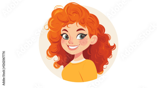 Red-Haired Girl Cartoon Portrait