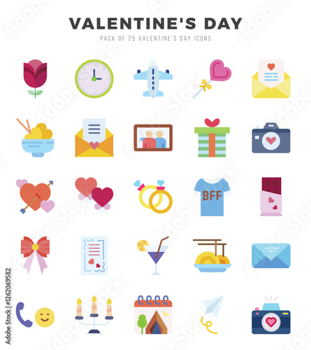 Set of Flat Valentine'S Day Icons. Flat art icon. Vector illustration