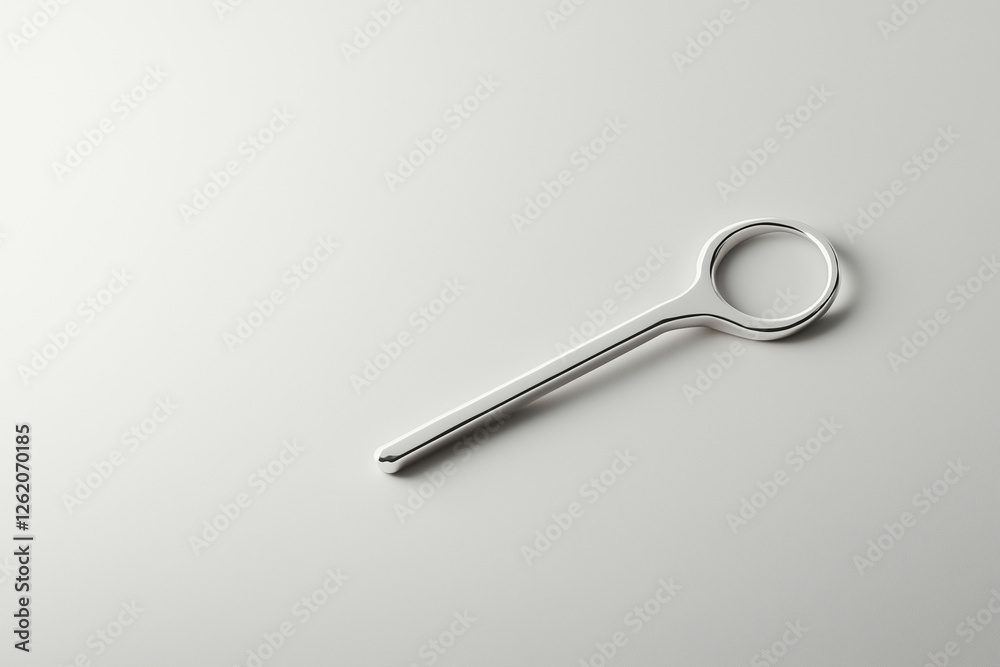 A Polished Silver Key Resting on a Minimalist Surface. A Polished Silver Key Resting on a Minimalist Surface.