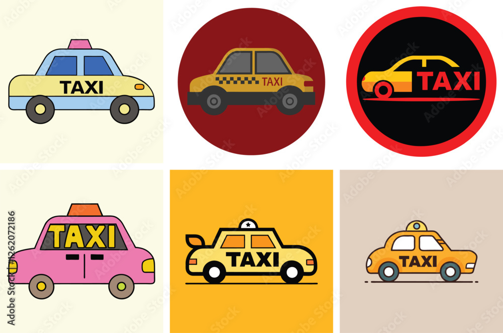 Taxi Icon Vector Art Illustration Bundle Image Set Taxi Icon Vector Art Illustration Bundle Image Set