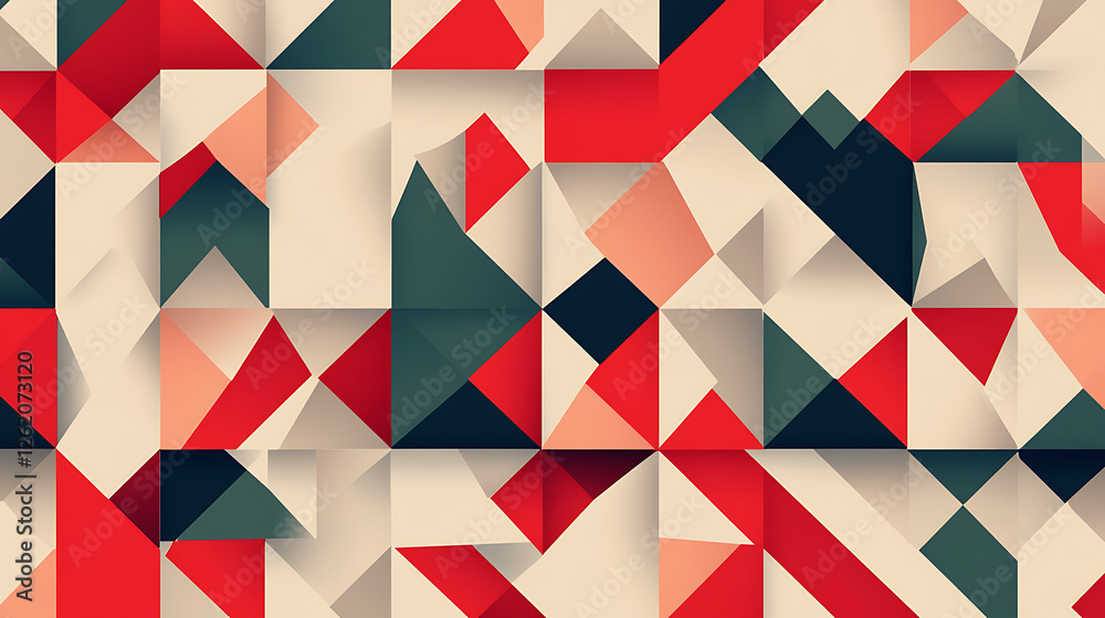 Abstract Geometric Composition with Triangular and Square Forms in Varied Colors and Shades Abstract Geometric Composition with Triangular and Square Forms in Varied Colors and Shades