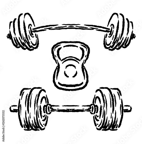 vector illustration of barbells for training muscles