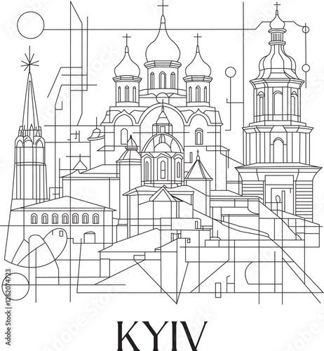 Kyiv City Line Draw Simple Minimalist 