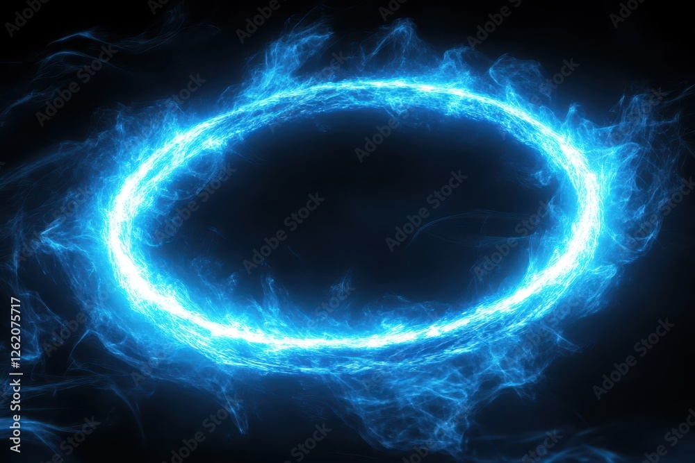 Naklejka premium Glowing Blue Energy Ring Abstract Background