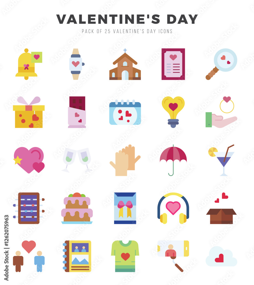 Set of simple Flat Valentine'S Day Icons. Flat art icons pack. Set of simple Flat Valentine'S Day Icons. Flat art icons pack.