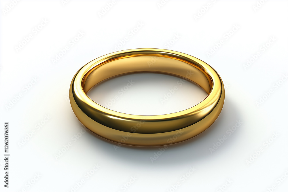 A Shimmering Gold Ring Showcased on a Pure White Surface. A Shimmering Gold Ring Showcased on a Pure White Surface.