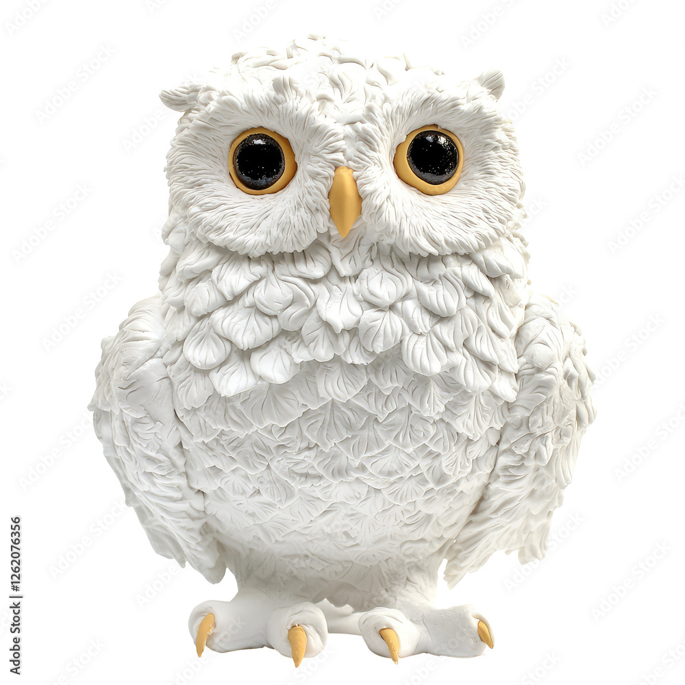 Fototapeta premium Playdough Owl Sculpture on Solid transparent background, Artistic Handmade Craft for Creative Displays and Photography Projects