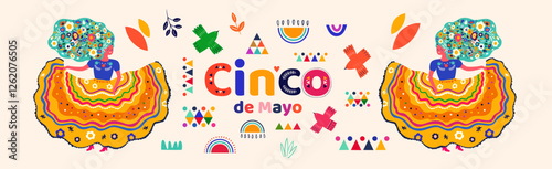 Beautiful vector illustration with design for Mexican holiday 5 may Cinco De Mayo.
