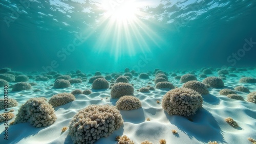 Wallpaper Mural Underwater view of a dead coral reef affected by bleaching and environmental damage	 Torontodigital.ca