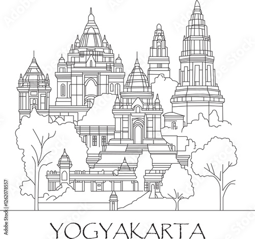 Yogyakarta City Line Draw Simple Minimalist